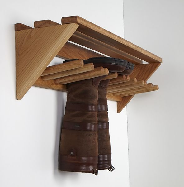 Oak wall mounted boot rack